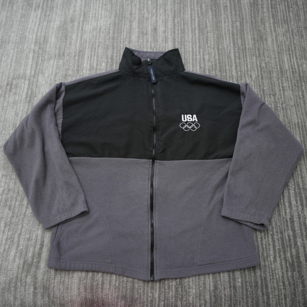 Team USA‎ Olympics Jacket Adult Gray Black Fleece Full Zip London 2012 Medium